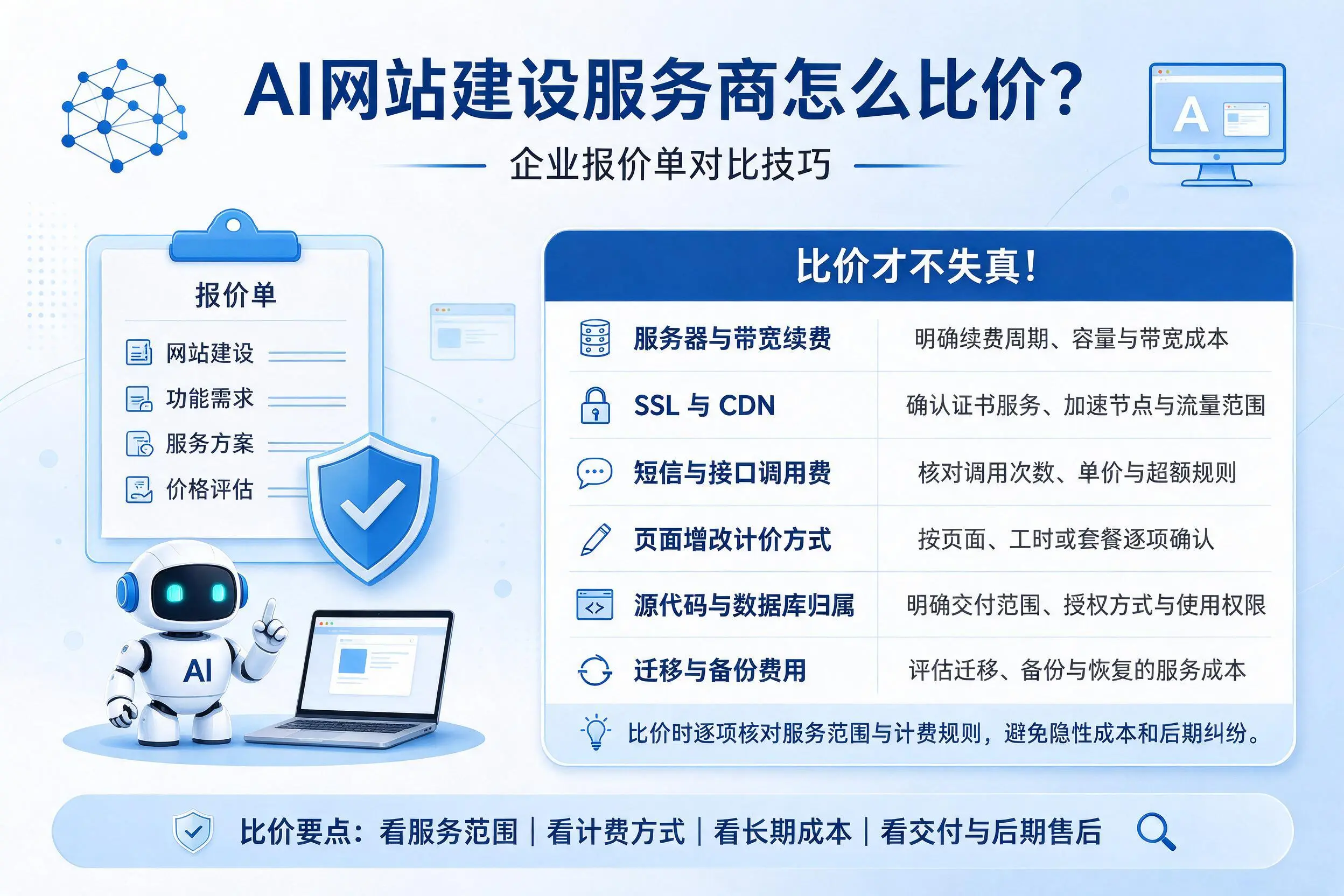 AI网站建设服务商怎么比价？桂林企业报价单对比技巧