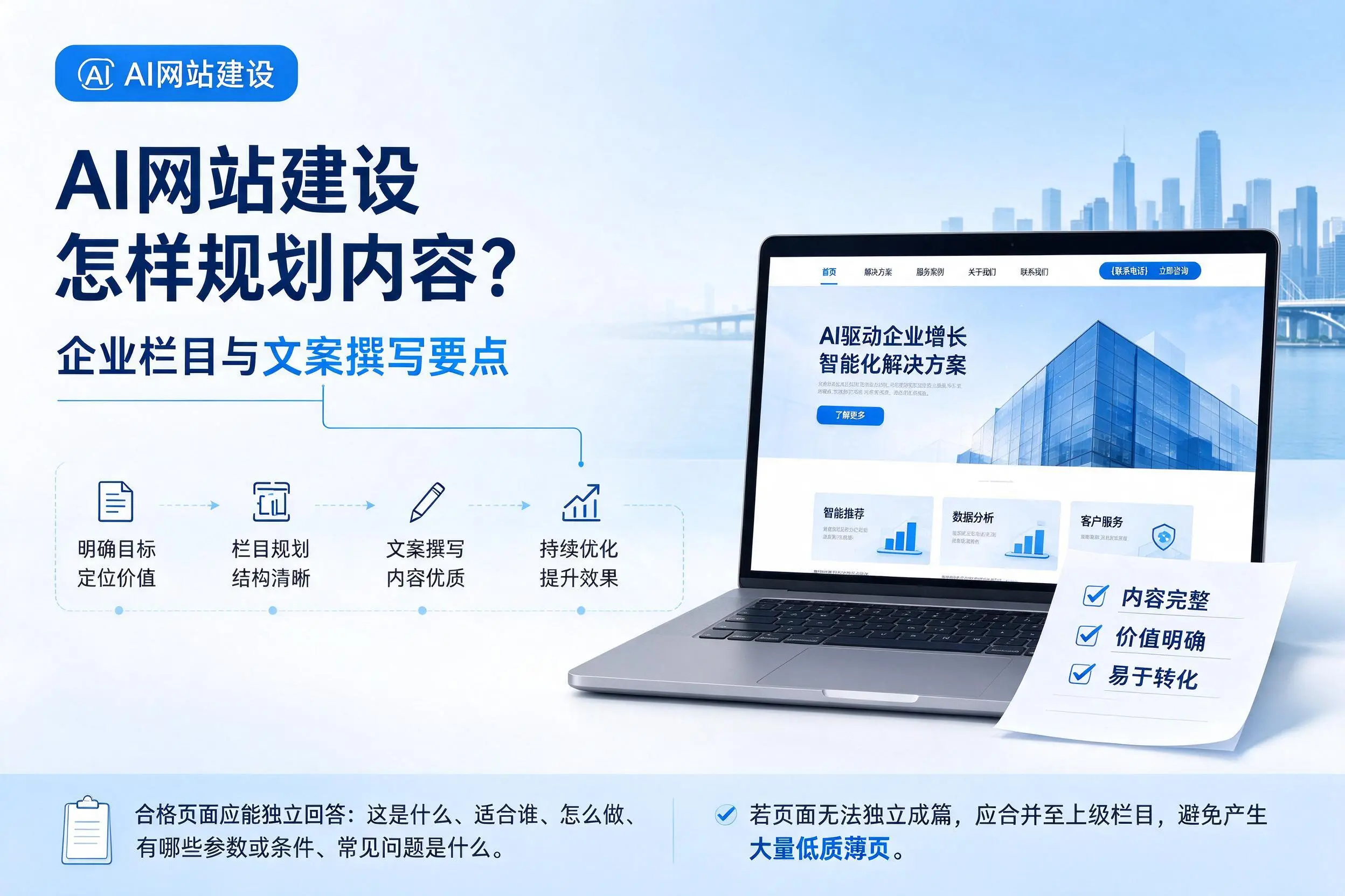 AI网站建设怎样规划内容?桂林企业栏目与文案撰写要点